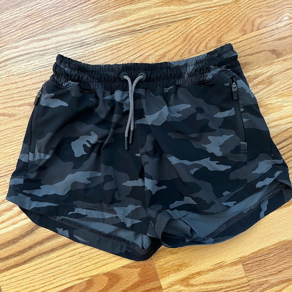 Athleta girl black and gray camo shorts.